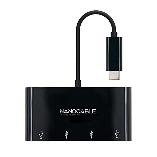Nanocable 10.16.4401-BK - USB-C auf 4xUSB 3.0 Adapter, schwarz von NANOCABLE