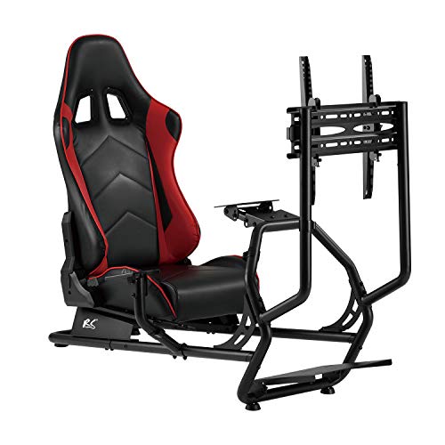 NanoRS RS160 Rennsimulator Cockpit 3 in 1 Spielsitz mit Kunstlederbezug Lenkradständer TV-Halterung bis 50" Max. Vesa 400x400 von NanoRS