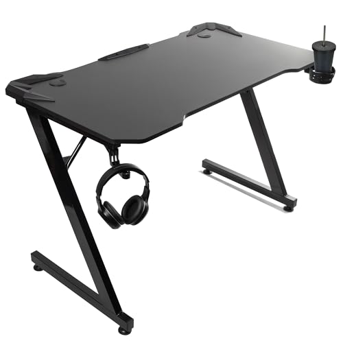 NanoRS RS345 Gaming Tisch mit Getränkehalter und Kopfhörerhalter Gaming Schreibtisch 110x60x75cm Computertisch,Tischplatte mit den abgerundeten Ecken, Maximale Belastung bis 150 kg von NanoRS