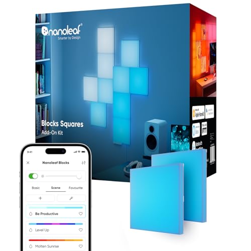 Nanoleaf Blocks Erweiterungspack | 2 Quadrate (Starterpack nötig), RGBW farbwechselnde Wandlampe, einstellbare Farbtemperatur 2700K to 6500K, diffus Stimmungslampe, White von Nanoleaf