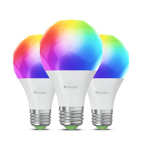 Nanoleaf Matter Essentials Glühbirne, 3 Smarten RGBW E27 LED Lampen - über Thread, Bluetooth 16 Mio. Farben , Bildschirm Sync, Funktioniert mit Google Home Apple, Deko und Gaming von Nanoleaf