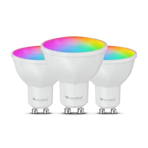 Nanoleaf Matter Essentials Glühbirne, 3 Smarten RGBW GU10 LED Lampen - Matter über Thread, Bluetooth 16 Mio. Farben LED Lampen, Bildschirm Sync, Funktioniert mit Alexa Google Home Apple, Deko & Gaming von Nanoleaf