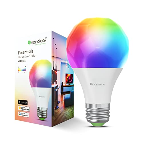 Nanoleaf Matter Essentials Glühbirne, Smarte RGBW E27 LED Lampe - Matter über Thread, Bluetooth 16 Mio. Farben LED Lampe, Bildschirm Sync, Funktioniert mit Google Home Apple, Deko und Gaming von Nanoleaf