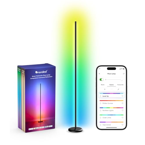 Nanoleaf Matter Smart Stehlampe Wohnzimmer, RGB IC LED Floor Lamp Dimmbar, Musik Sync, Dynamische Gradient Szenen, 1700lm, App & Sprachsteuerung (Funktion mit Alexa, Apple), Schlafzimmer Gaming Deko von Nanoleaf