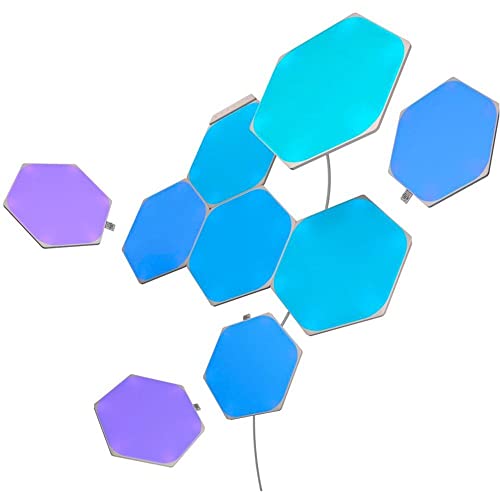 Nanoleaf Shapes Hexagon Starter Kit, 9 Smarten LED Panels RGBW - Modulare WLAN 16 Mio. Farben Wandleuchte Innen, Musik & Bildschirm Sync, Funktioniert mit Alexa Google Apple, für Deko & Gaming von Nanoleaf