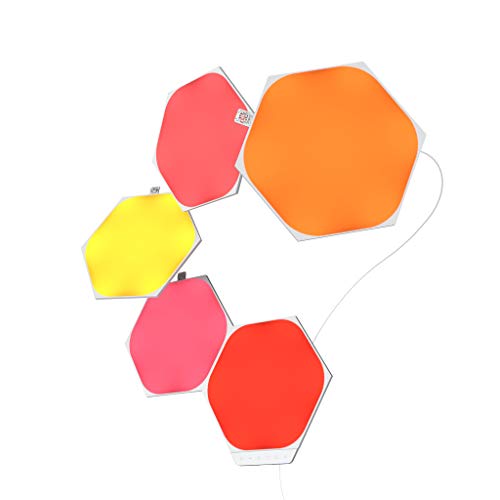 Nanoleaf Shapes Hexagon Starter Kit, 5 Smarten LED Panels RGBW - Modulare WLAN 16 Mio. Farben Wandleuchte Innen, Musik & Bildschirm Sync, Funktioniert mit Alexa Google Apple, für Deko & Gaming von Nanoleaf