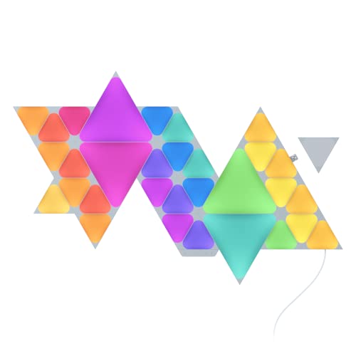 Nanoleaf Shapes Mini Triangle Starter Kit Bundle, 32 Smarten Dreieckigen LED Panels RGBW (28 Mini + 4 Dreiecke) - Modulare WLAN 16 Mio Farben Wandleuchte Innen, Musik & Bildschirm Sync, Deko & Gaming von Nanoleaf