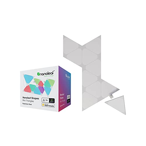 Nanoleaf Shapes Mini Triangle Erweiterungspack, 10 zusätzliche Dreieckigen LED Panels - Smarte Modulare RGBW WLAN 16 Mio. Farben Wandleuchte Innen, Musik & Bildschirm Sync, Funktioniert mit Alexa von Nanoleaf