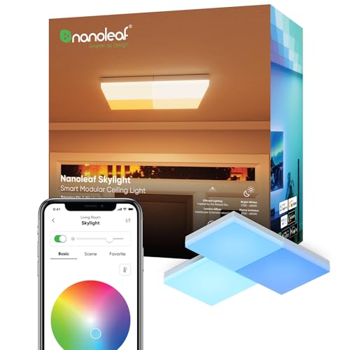 nanoleaf Skylight Starter Kit, 3 LED RGBCW Smarte Deckenleuchten - Modulare WLAN LED Deckenlampen, 16 Mio. Farben, Dimmbar, Musik & Bildschirm Sync, Funktioniert mit Apple Home Alexa Google von Nanoleaf
