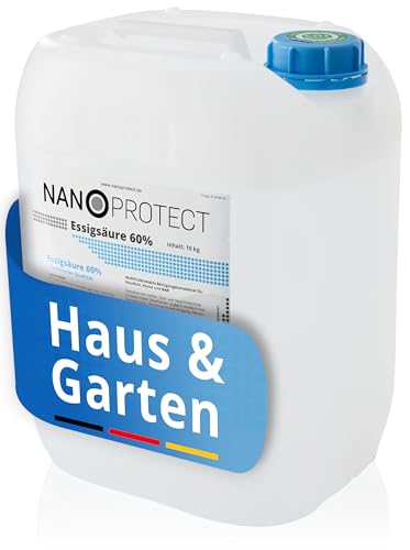 Nanoprotect Essigsäure 60% | 10 kg | Klimaneutral | Ideal als Reiniger und Entkalker | Für Haus und Garten | Premium Qualität – Made in Germany von Nanoprotect