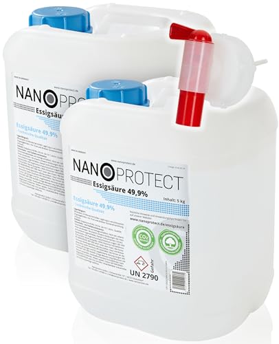 Nanoprotect Essigsäure | Inkl. Auslaufhahn | Ideal als Reiniger und Entkalker | Für Haus und Garten | Premium Qualität – Made in Germany, 10 kg von Nanoprotect
