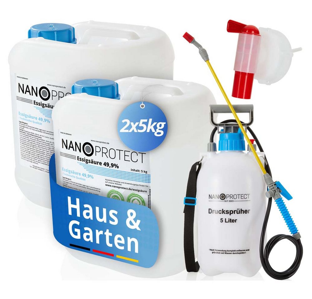 Nanoprotect Essigsäure Klimaneutral - 10 kg + Drucksprüher + Auslaufhahn - 49,9% Reinigungskonzentrat Nanoprotect Essigsäure Klimaneutral - 10 kg + Drucksprüher + Auslaufhahn - 49,9% Reinigungskonzentrat von Nanoprotect