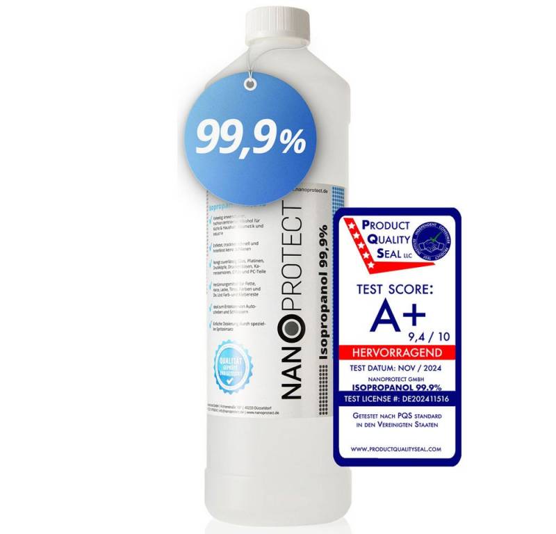 Nanoprotect Isopropanol 99,9% - 1 Liter Reinigungsalkohol (Premium IPA - Made in Germany - Für Haushalt und Elektronik) Nanoprotect Isopropanol 99,9% - 1 Liter Reinigungsalkohol (Premium IPA - Made in Germany - Für Haushalt und Elektronik) von Nanoprotect