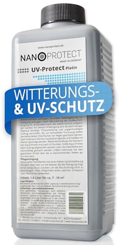 Nanoprotect UV-Protect | Holzöl | UV-Schutz | Witterungsschutz | Langzeitschutz gegen Vergrauung, Austrocknung und Rissbildung | 1 Liter | Platin - hellgrau | Für ca. 7-10 m² von Nanoprotect