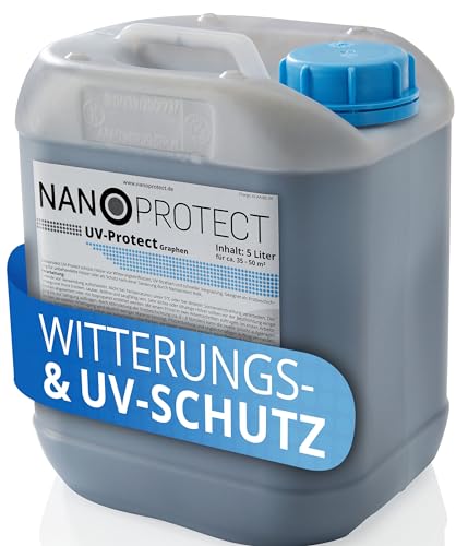 Nanoprotect UV-Protect | Holzöl | UV-Schutz | Witterungsschutz | Langzeitschutz gegen Vergrauung, Austrocknung und Rissbildung | 5 Liter | Graphen - dunkelgrau | Für ca. 35-50 m² von Nanoprotect