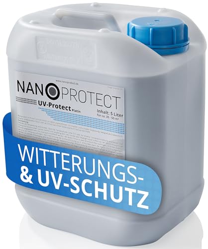 Nanoprotect UV-Protect | Holzöl | UV-Schutz | Witterungsschutz | Langzeitschutz gegen Vergrauung, Austrocknung und Rissbildung | 5 Liter | Platin - hellgrau | Für ca. 35-50 m² von Nanoprotect