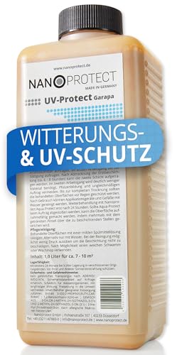 Nanoprotect UV-Protect | Holzöl | UV-Schutz | Witterungsschutz | Langzeitschutz gegen Vergrauung, Austrocknung und Rissbildung | 1 Liter | Garapa - hellbraun | Für ca. 7 - 10 m² von Nanoprotect