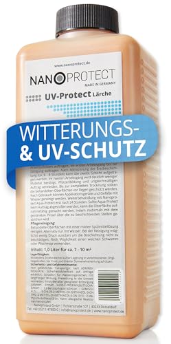 Nanoprotect UV-Protect | Holzöl | UV-Schutz | Witterungsschutz | Langzeitschutz gegen Vergrauung, Austrocknung und Rissbildung | 1 Liter | Lärche - orange | Für ca. 7-10 m² von Nanoprotect