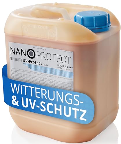 Nanoprotect UV-Protect | Holzöl | UV-Schutz | Witterungsschutz | Langzeitschutz gegen Vergrauung, Austrocknung und Rissbildung | 5 Liter | Lärche - orange | Für ca. 35-50 m² von Nanoprotect