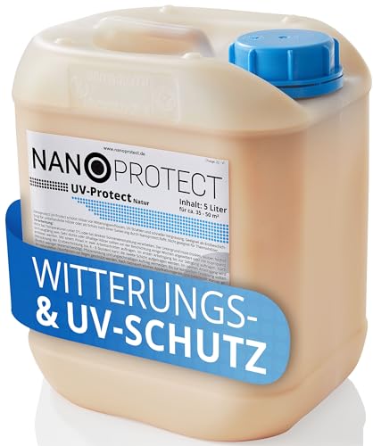 Nanoprotect UV-Protect | Holzöl | UV-Schutz | Witterungsschutz | Langzeitschutz gegen Vergrauung, Austrocknung und Rissbildung | 5 Liter | Natur - unpigmentiert | Für ca. 35-50 m² von Nanoprotect