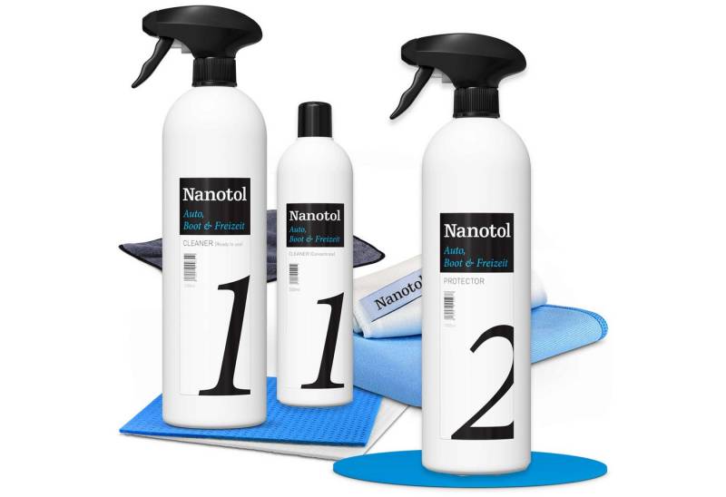 Nanotol Nanoversiegelung-Set inkl. Tiefenreiniger für Auto, Wohnmobil, Boot Autopolitur (Komplett Set, 8 St., Tiefenglanz, lang anhaltende Sauberkeit, Easy-to-clean-Effekt), Nachhaltiges Produkt gegen Schmutzanhaftung von Nanotol