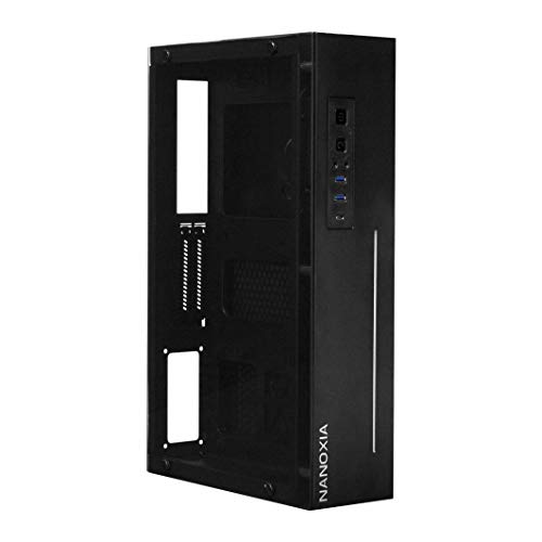 Nanoxia 600066525 Project S Mini - Schwarz, Mini-ITX HTPC-Gehäuse,Deckel Aus Gehärtetem Glas, 2X USB 3.0, 1x USB 3.1 Typ C, Schwarz von Nanoxia