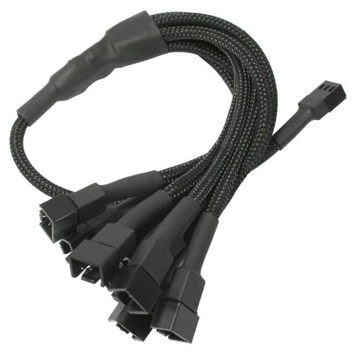 Nanoxia 900100006 3-Pin Molex -> 6x 3-Pin Adapterkabel, 60 cm, Schwarzer Sleeve von Nanoxia