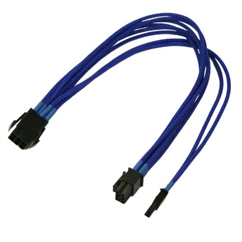 Nanoxia 900200023 PCI-E 6- -> 6+2-Pin Adapterkabel, 30 cm, Blauer Einzelsleeve von Nanoxia
