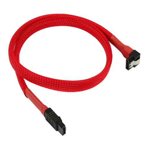 Nanoxia 900300030 SATA 3.0 Anschlusskabel, Abgewinkelter Stecker, Sicherheitslasche, 30 cm, Roter Sleeve von Nanoxia