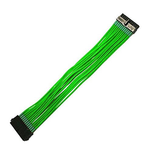 Nanoxia 900800024 24-Pin ATX-Verlängerungskabel, 30 cm, Neon-Grüner Einzelsleeve von Nanoxia