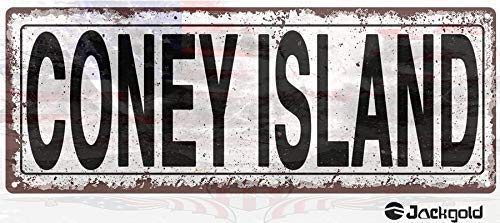 Retro Metallschild Retro Metallschild Coney Island Plaque Metall Straßenschild Retro Look Familie Club Bar Garage Bauernhof Supermarkt Einkaufszentrum Wald Garten Tür Wanddekoration Metall Blechschild von Nansicy