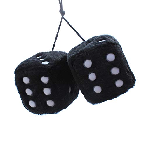 Paar Würfel Auto Dekorationen Hängende Paar Fuzzy Plüsch Würfel mit Punkten Auto Würfel Ornamente Weiß Fuzzy Würfel Nostalgische Retro Quadratisch Weich Hängende Würfel Fuzzy Würfel für Auto von Nanyaciv