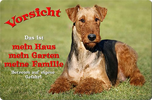 Nanyuk +++ Airedale Terrier - Metall Warnschild Schild Hundeschild Sign - AIT 11 T1 von Nanyuk