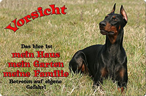 +++ DOBERMANN - Metall WARNSCHILD Schild Hundeschild Sign - DBM 13 T1 von Nanyuk