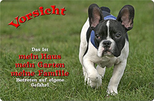 +++ Französische BULLDOGGE - Metall WARNSCHILD Schild Hundeschild Sign - FBD 01 T1 von Nanyuk