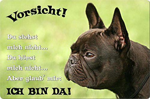 +++ Französische BULLDOGGE - Metall WARNSCHILD Schild Hundeschild Sign - FBD 16 T2 von Nanyuk