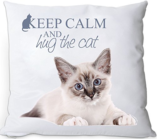 Nanyuk +++ HEILIGE BIRMA Katze Keep Calm Hug The cat - Kuschelkissen/Kissen | Pillow/Kussen - CAT 02 von Nanyuk