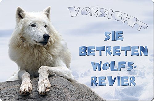 Nanyuk +++ Weißer Wolf Polarwolf - Metall Warnschild Schild TÜRSCHILD Sign - WLF 04 von Nanyuk