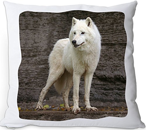 +++ Weißer WOLF Polarwolf - KISSENBEZUG Kissenhülle | PILLOW CASE/Kussensloop - WLF 06 von Nanyuk