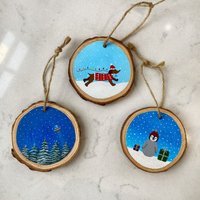 3Er Set Weihnachtsschmuck | Pinguin Dekoration Daschund Personalisierte Weihnachtsverzierung Weihnachtsgeschenk von NaomiPaintsStore