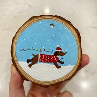 Weihnachtliche Daschund Dekoration | Personalisierte Weihnachtsverzierung Weihnachtsgeschenk Handgemachte Baum von NaomiPaintsStore