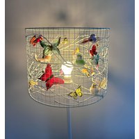 Lampenschirm Bodenleuchte Stehleuchte Metall Holz Natur Handarbeit Durchmesser 40cm X Höhe 30cm Einzigartig Weiß von NaotelDesign