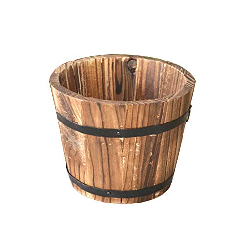 Napacoh Hölzerne Blumentöpfe Whisky Barrel Planter, Rustikaler Saftiger Pflanzer Holzfass Leerer Blumentopf Container Garten Dekor M. von Napacoh