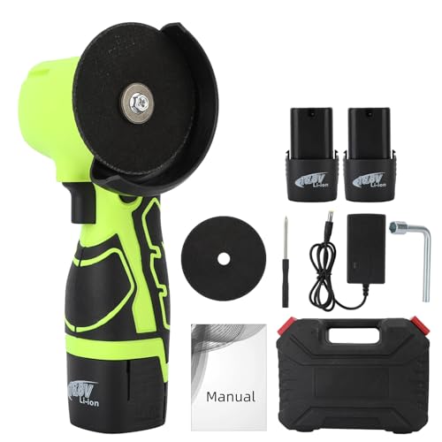 Napacoh Mini Akku Winkelschleifer, Akku flex Winkelschleifer 18V 550W zum Schneiden und Polieren(10 mm Schnitttiefe, Standby-Zeit 40min) Grüner von Napacoh
