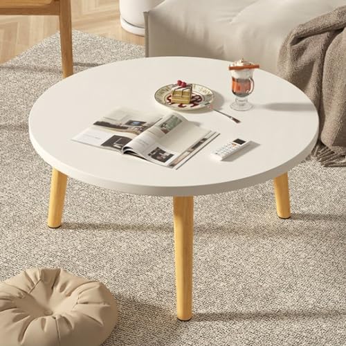 Napacoh Wohnzimmertisch Rund Weiß, klein Couchtisch Beistelltisch Moderner rund Holztisch, 60 * 60 * 50 cm, 4 Beine von Napacoh