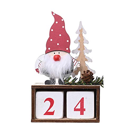 Napacoh Weihnachtskalender, Weihnachts-Weihnachtsmann Santa GNOME Tree Countdown-Kalender Ornament Xmas Party Decor rot von Napacoh