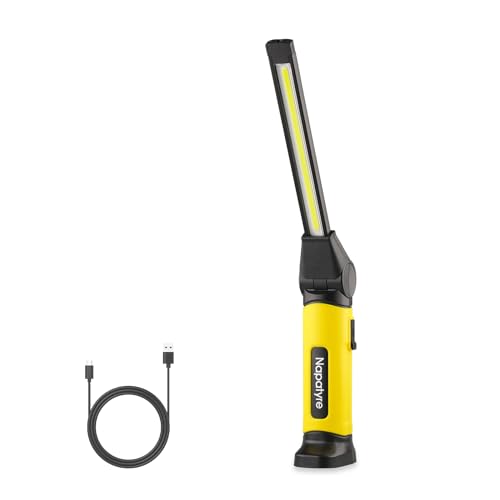Napatyre LED Arbeitsleuchte, 4000 mAh Werkstattlampe Akku mit Magneten, 3 Lichtmod 120° Drehbar Taschenlampe LED Aufladbar, 1000LM COB Inspektionslampe für Auto Reparatur Werkstatt Camping (1 Stück) von Napatyre