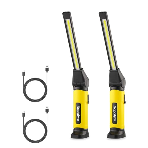 Napatyre LED Arbeitsleuchte,4000 mAh Werkstattlampe Akku mit Magneten, 3 Lichtmod 120° Drehbar Taschenlampe LED Aufladbar,1000LM COB Inspektionslampe für Auto Reparatur Werkstatt Camping (2 Stück) von Napatyre