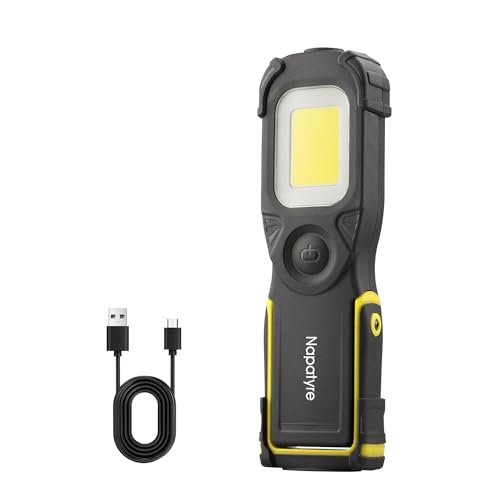 Napatyre LED Arbeitsleuchte Werkstattlampe, 1000LM Taschenlampe LED Aufladbar mit Magnetfuß und Powerbank, 3 Lichtmodi 180° Drehbar Inspektionslampe für Auto Reparatur Werkstatt Garage Notfall von Napatyre