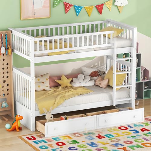 Naptly Kinderbett 90x200 mit Treppe und 2 Schubladen, Etagenbett umbaubar in 2 Tagesbetten, mit hohen Sicherheitsgeländern, platzsparend, ideal für Kinder Wolkenweiß Naptly Kinderbett 90x200 mit Treppe und 2 Schubladen, Etagenbett umbaubar in 2 Tagesbetten, mit hohen Sicherheitsgeländern, platzsparend, ideal für Kinder Wolkenweiß von Naptly